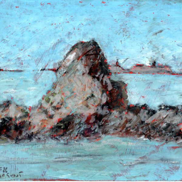 Jojo Wolff 2026: Plage d'Argent, Ölpastell 15x21cm